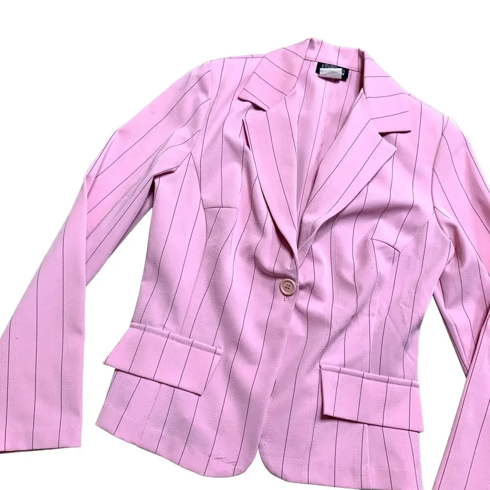 Vintage Y2K Pink Pinstripe Blazer Size 11